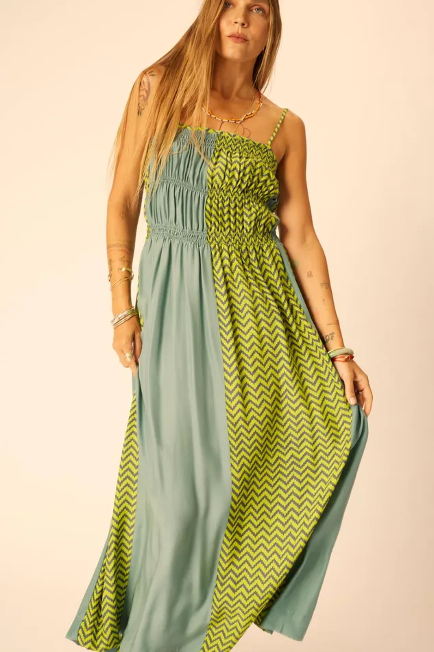 Women Natalie Martin Dresses Gina Maxi Block Zigzag Lime