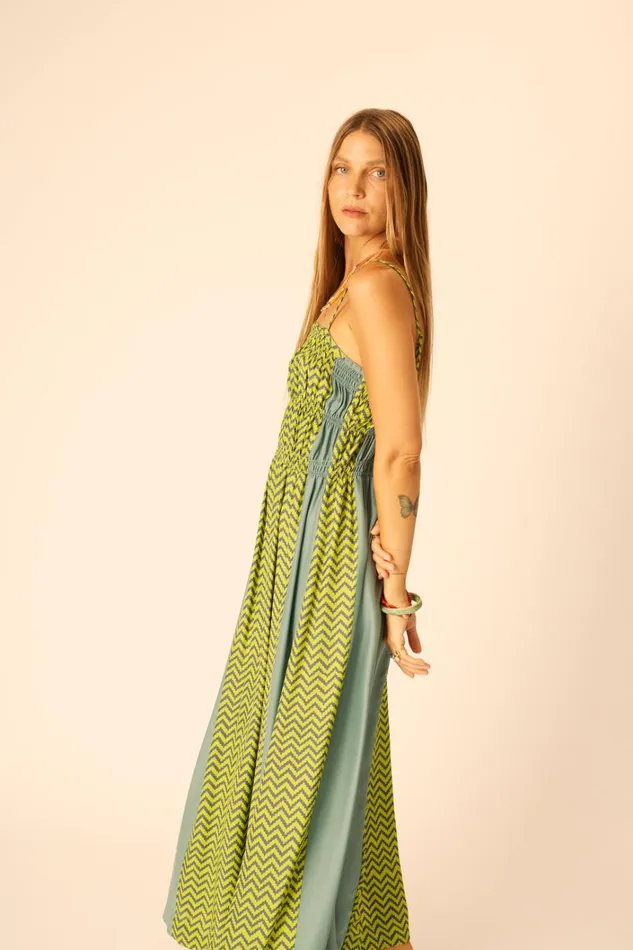 Women Natalie Martin Dresses Gina Maxi Block Zigzag Lime