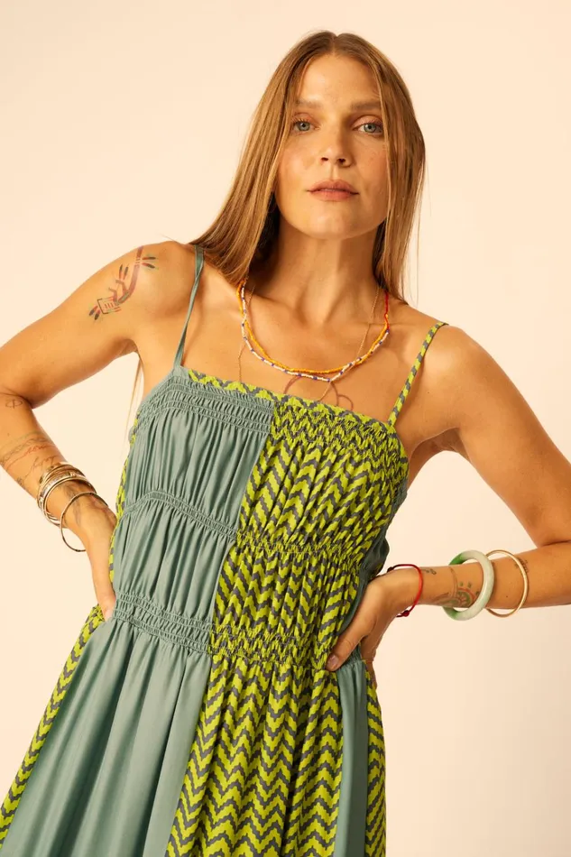 Women Natalie Martin Dresses Gina Maxi Block Zigzag Lime