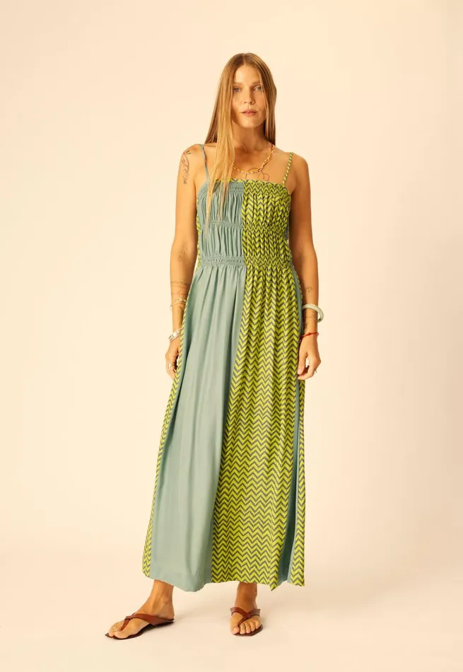 Women Natalie Martin Dresses Gina Maxi Block Zigzag Lime