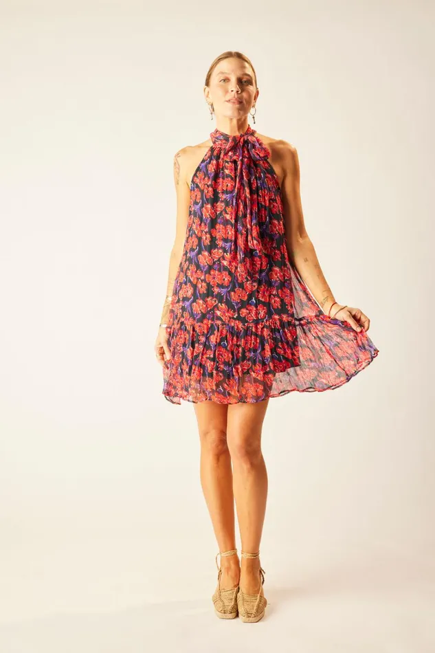 Women Natalie Martin Dresses Indiana Mini Chiffon Watercolor Onyx