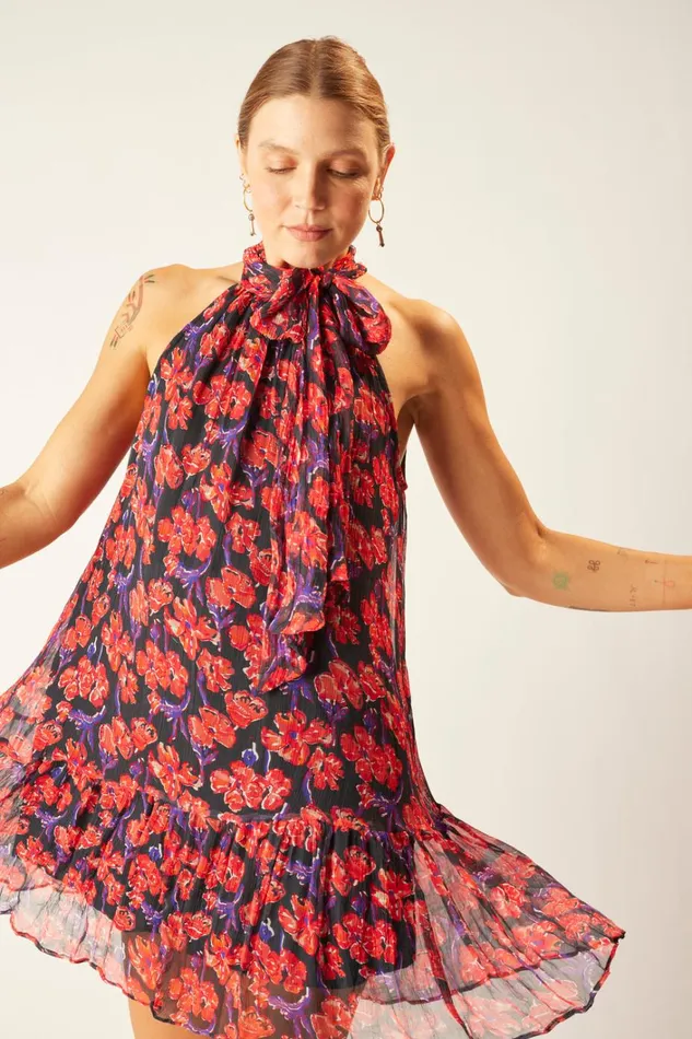 Women Natalie Martin Dresses Indiana Mini Chiffon Watercolor Onyx