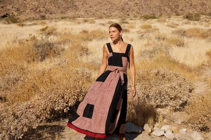 Women Natalie Martin Dresses Jasmine Maxi Block Zigzag Noire