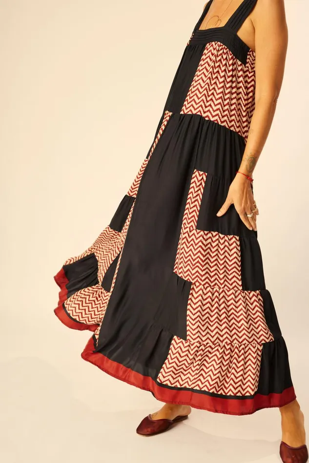 Women Natalie Martin Dresses Jasmine Maxi Block Zigzag Noire