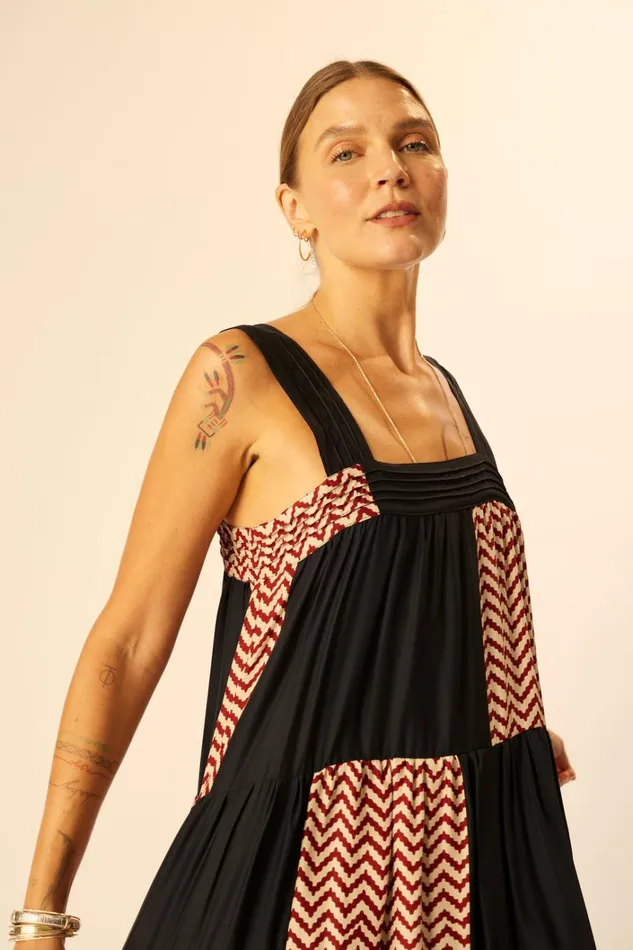 Women Natalie Martin Dresses Jasmine Maxi Block Zigzag Noire