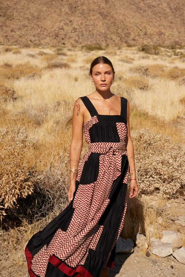 Women Natalie Martin Dresses Jasmine Maxi Block Zigzag Noire