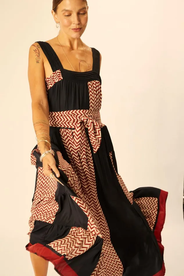 Women Natalie Martin Dresses Jasmine Maxi Block Zigzag Noire