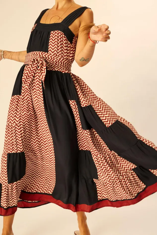 Women Natalie Martin Dresses Jasmine Maxi Block Zigzag Noire