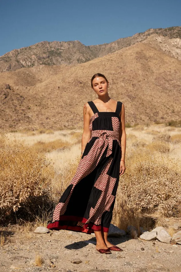 Women Natalie Martin Dresses Jasmine Maxi Block Zigzag Noire
