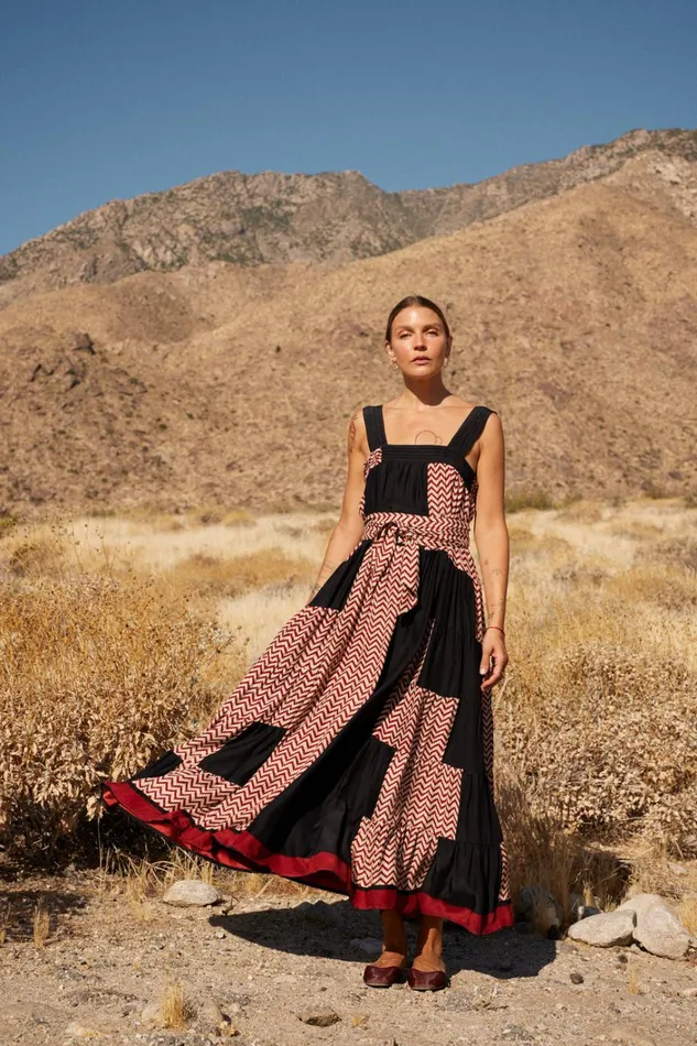 Women Natalie Martin Dresses Jasmine Maxi Block Zigzag Noire