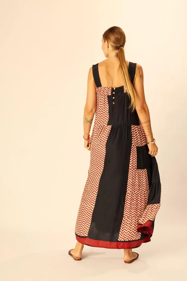 Women Natalie Martin Dresses Jasmine Maxi Block Zigzag Noire