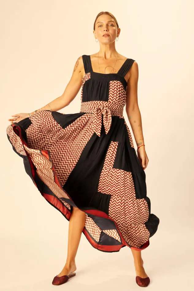 Women Natalie Martin Dresses Jasmine Maxi Block Zigzag Noire