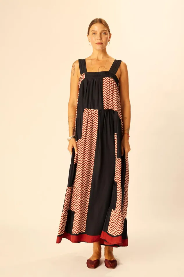 Women Natalie Martin Dresses Jasmine Maxi Block Zigzag Noire