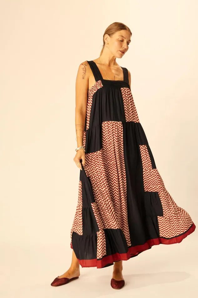 Women Natalie Martin Dresses Jasmine Maxi Block Zigzag Noire