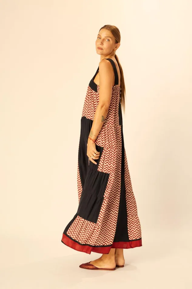 Women Natalie Martin Dresses Jasmine Maxi Block Zigzag Noire