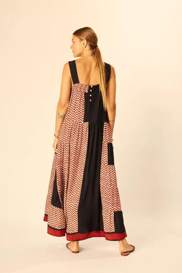 Women Natalie Martin Dresses Jasmine Maxi Block Zigzag Noire