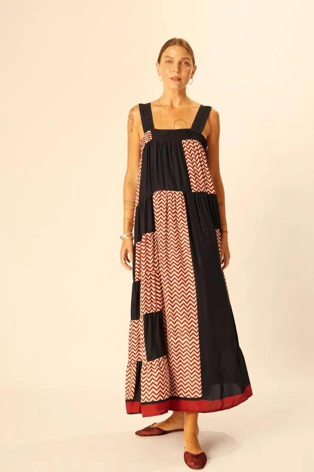 Women Natalie Martin Dresses Jasmine Maxi Block Zigzag Noire