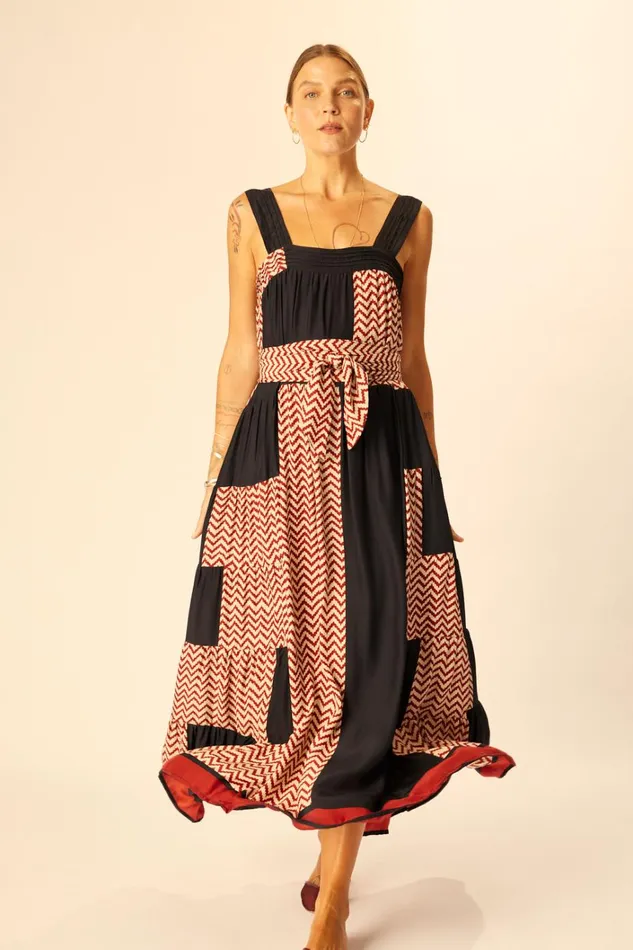 Women Natalie Martin Dresses Jasmine Maxi Block Zigzag Noire