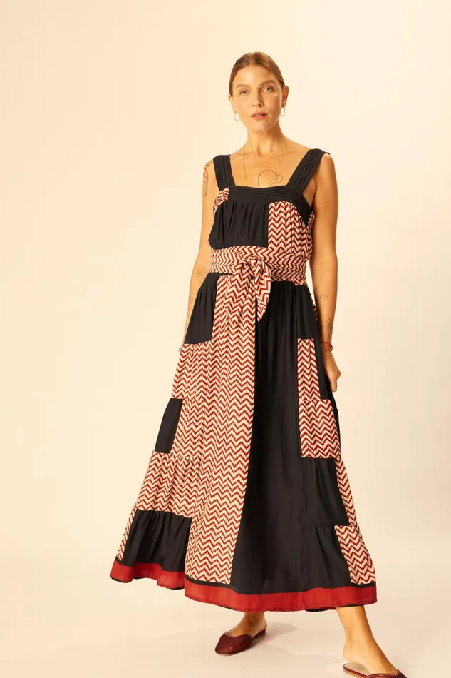 Women Natalie Martin Dresses Jasmine Maxi Block Zigzag Noire