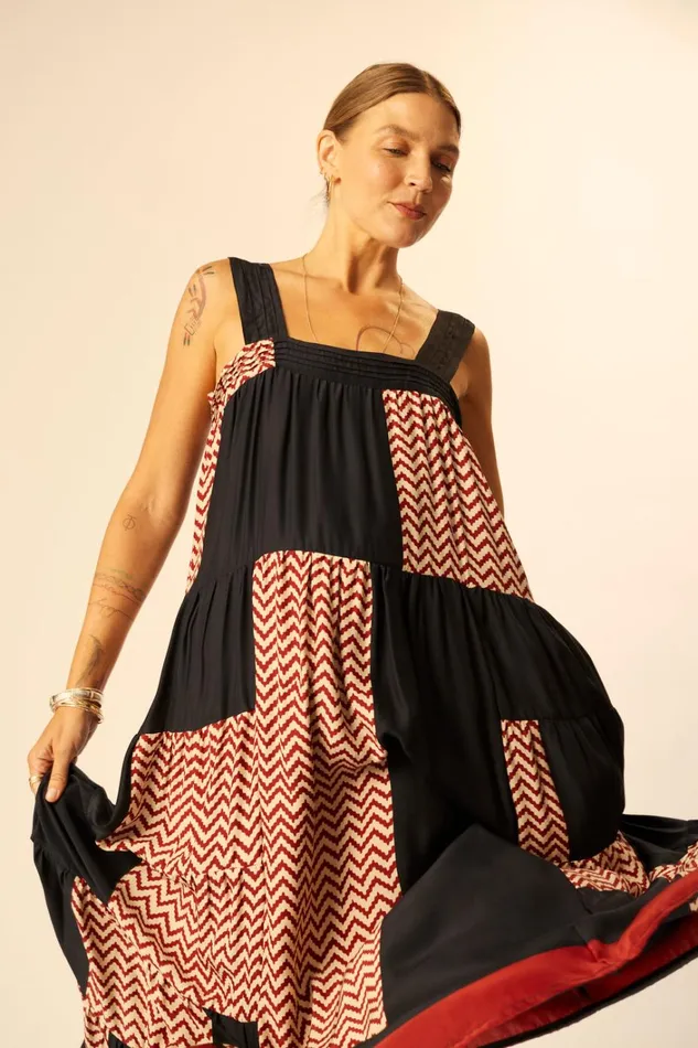 Women Natalie Martin Dresses Jasmine Maxi Block Zigzag Noire