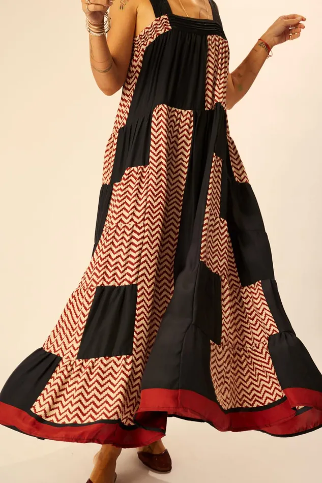 Women Natalie Martin Dresses Jasmine Maxi Block Zigzag Noire