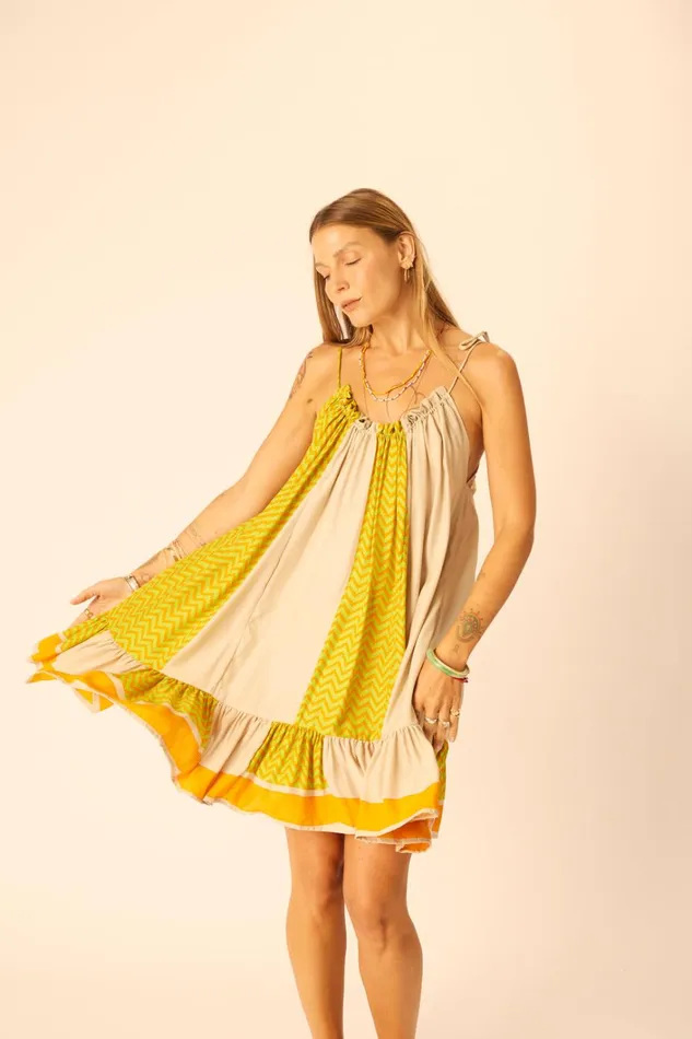 Women Natalie Martin Dresses Jerusha Mini Block Zigzag Tangerine