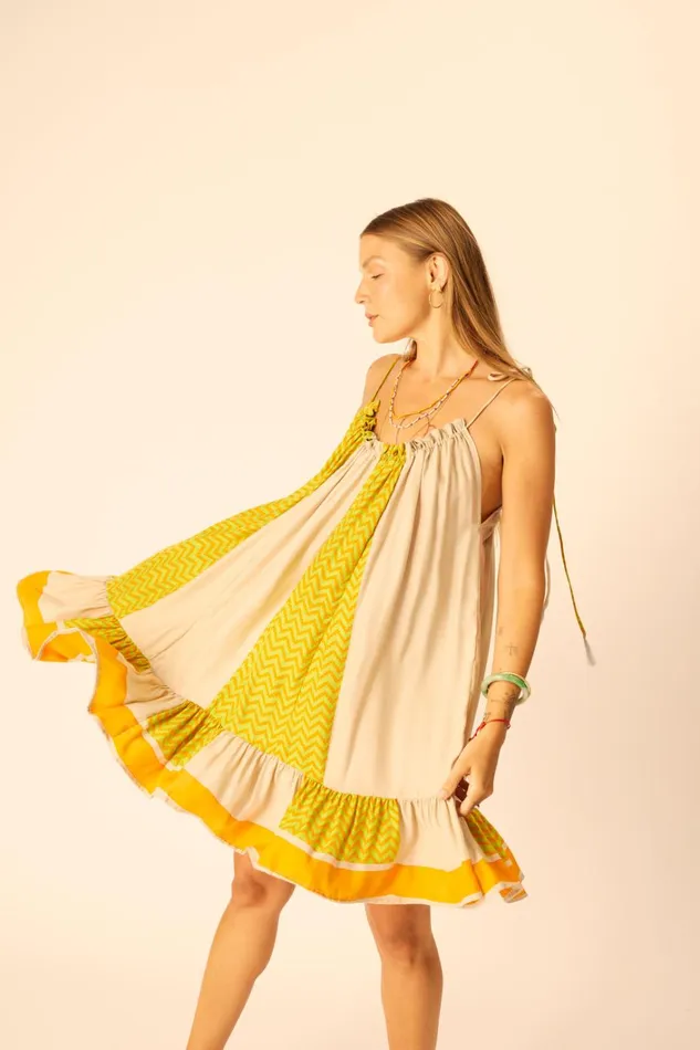 Women Natalie Martin Dresses Jerusha Mini Block Zigzag Tangerine