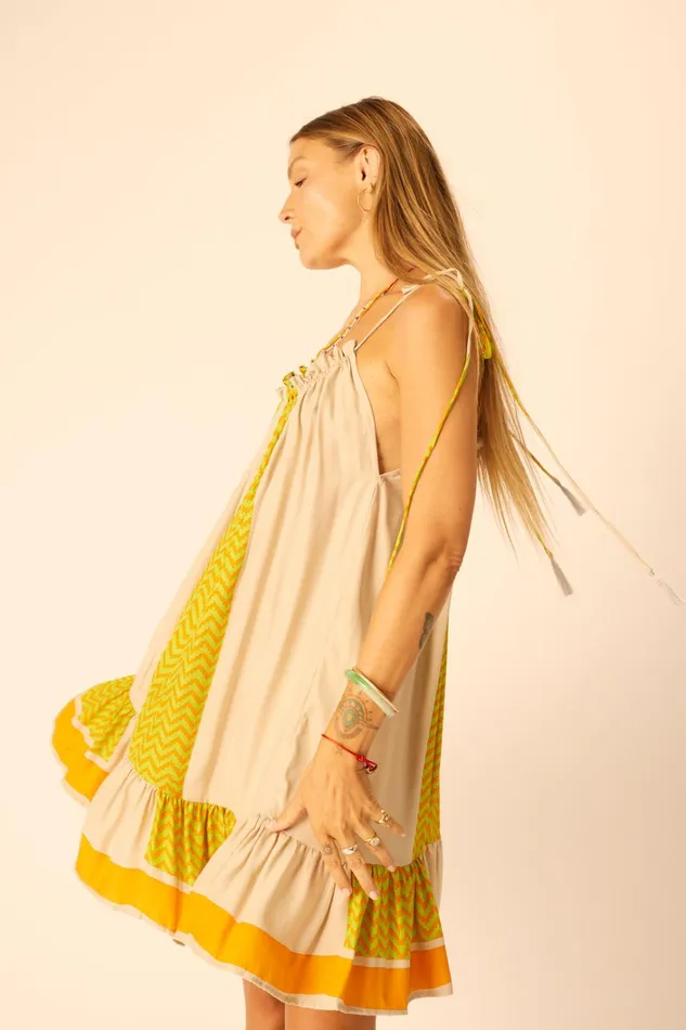 Women Natalie Martin Dresses Jerusha Mini Block Zigzag Tangerine