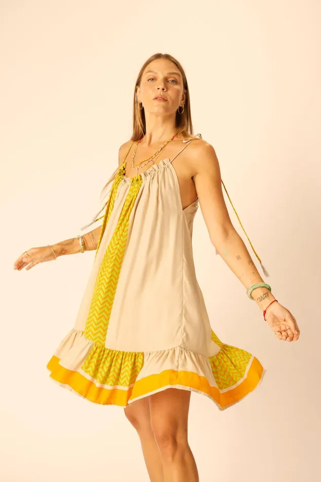 Women Natalie Martin Dresses Jerusha Mini Block Zigzag Tangerine