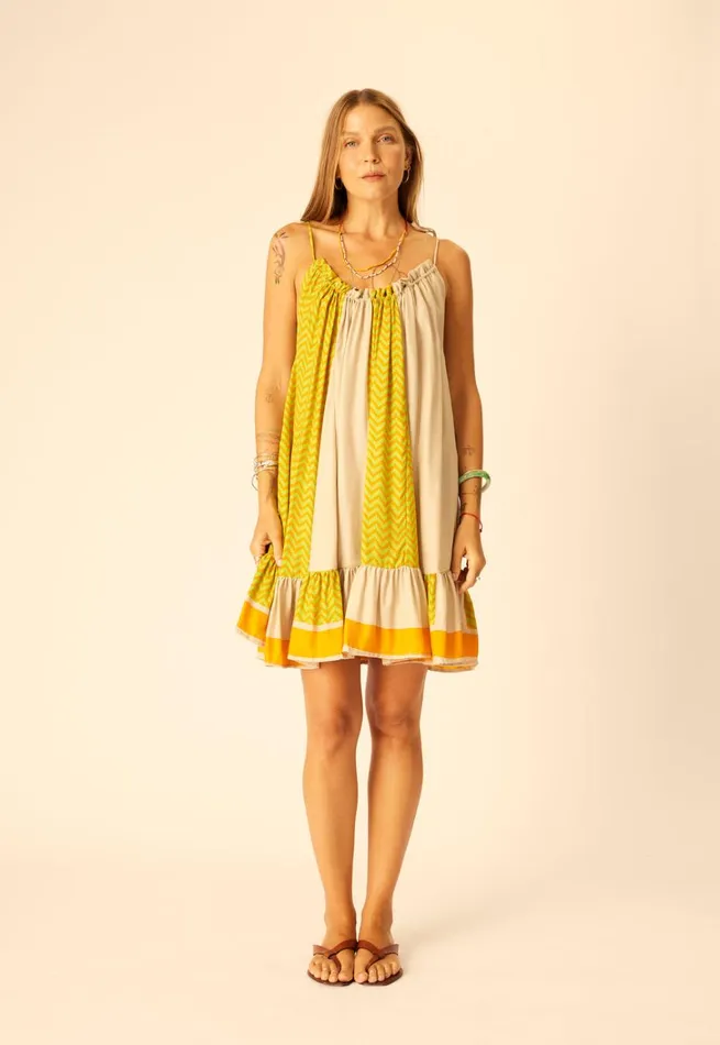Women Natalie Martin Dresses Jerusha Mini Block Zigzag Tangerine