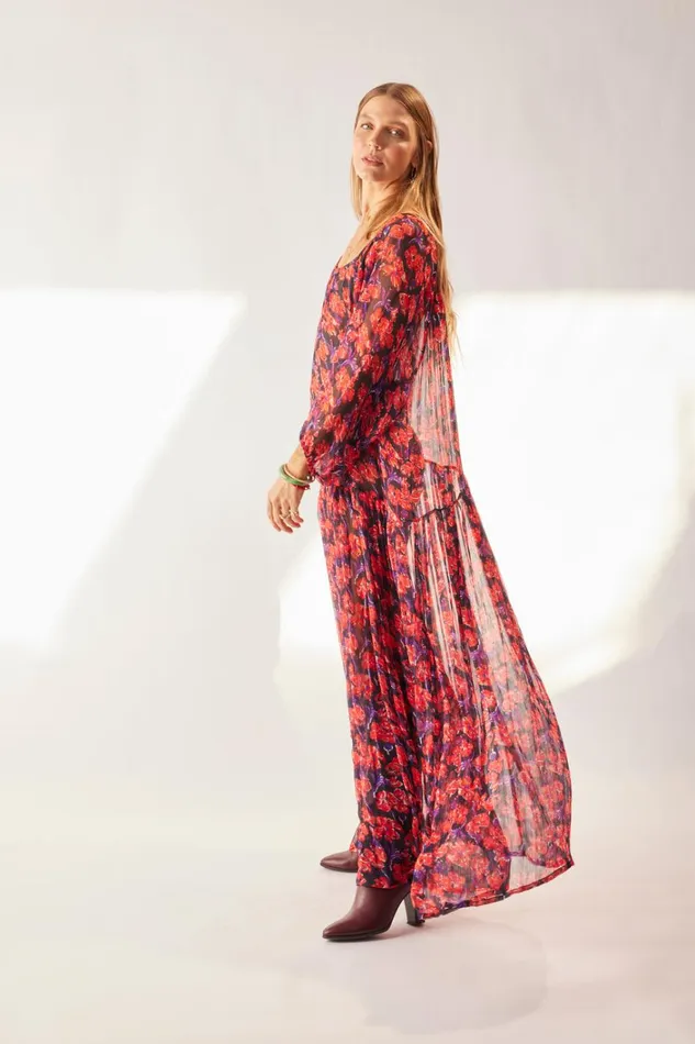 Women Natalie Martin Dresses Lainey Dress With Sash Chiffon Watercolor Print Onyx