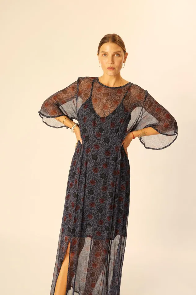 Women Natalie Martin Dresses Lily Dress Snowflake Steel Blue