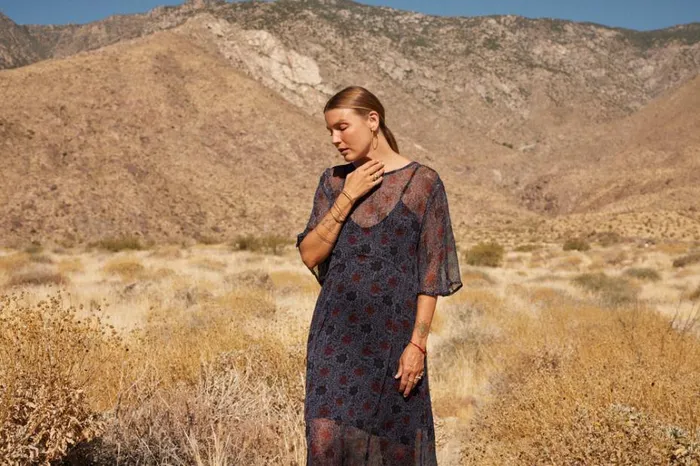 Women Natalie Martin Dresses Lily Dress Snowflake Steel Blue