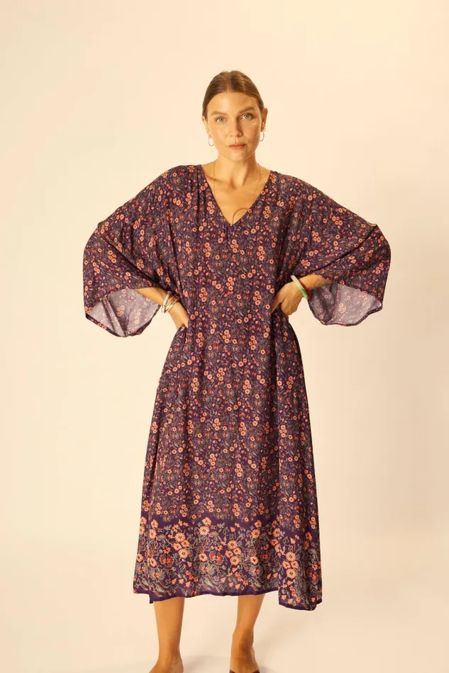 Women Natalie Martin Dresses Marin Dress With Sash Batik Stripe Sage