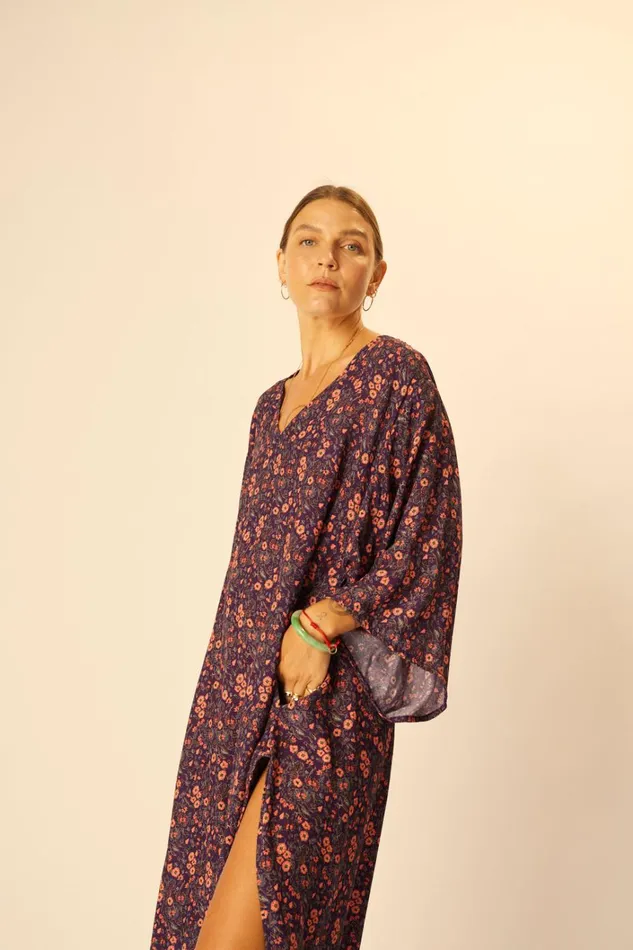 Women Natalie Martin Dresses Marin Dress With Sash Batik Stripe Sage