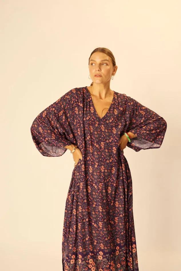 Women Natalie Martin Dresses Marin Dress With Sash Batik Stripe Sage