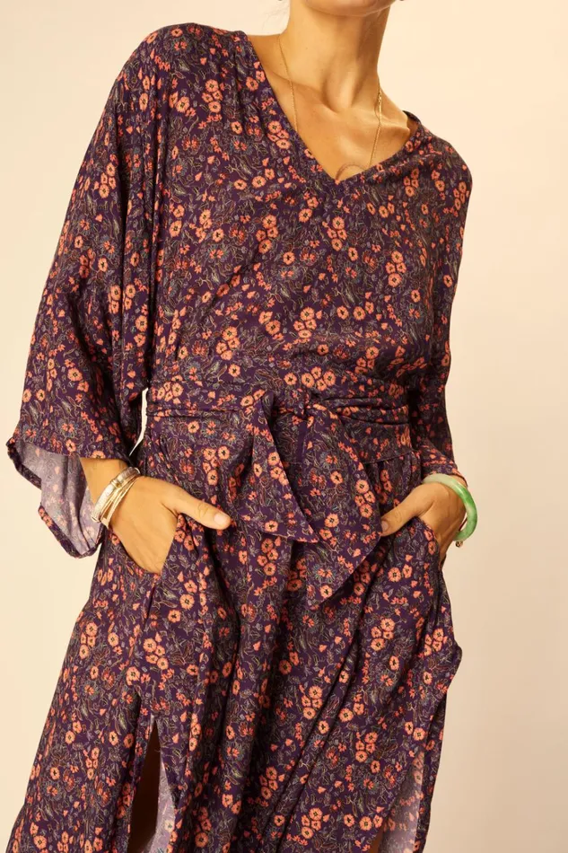 Women Natalie Martin Dresses Marin Dress With Sash Batik Stripe Sage