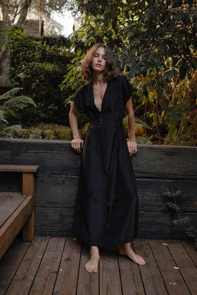 Women Natalie Martin Dresses Monica Dress Black Silk
