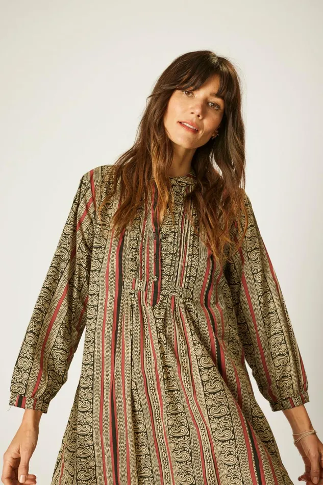 Women Natalie Martin Dresses Sammie Short Dress Paisley Stripe Black