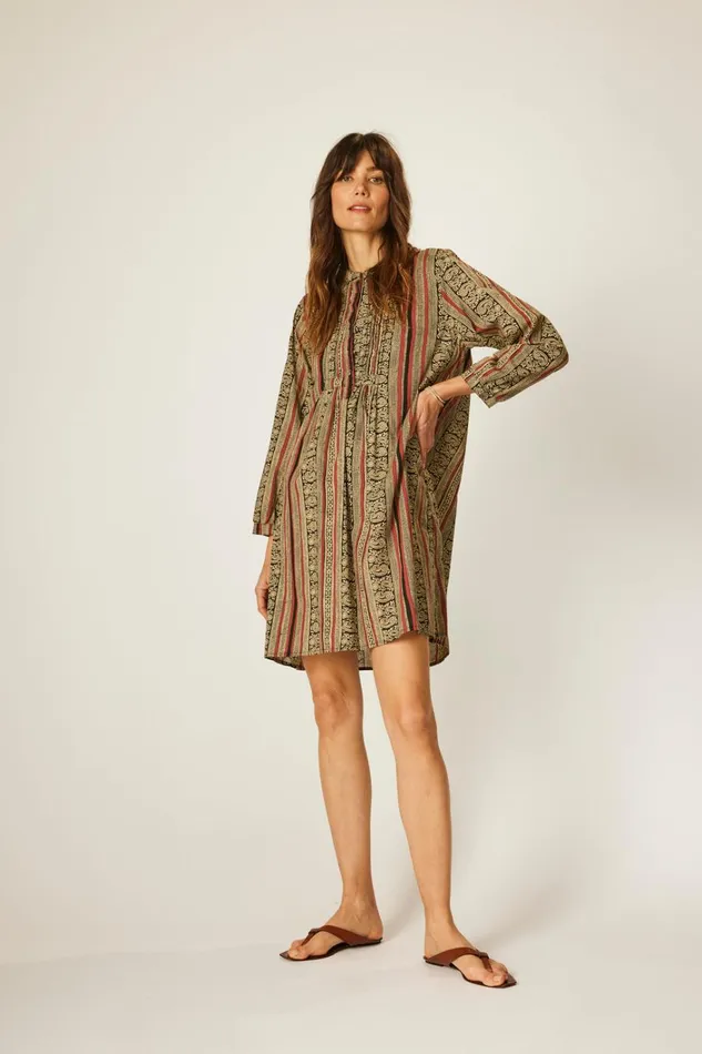Women Natalie Martin Dresses Sammie Short Dress Paisley Stripe Black
