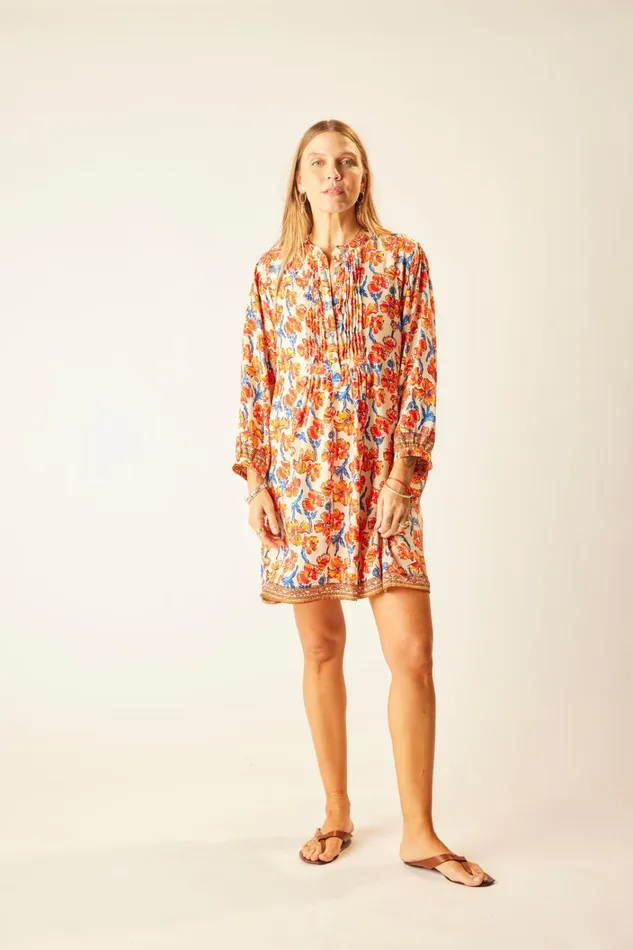 Women Natalie Martin Dresses Sammie Short Dress Silk Watercolor Clementine