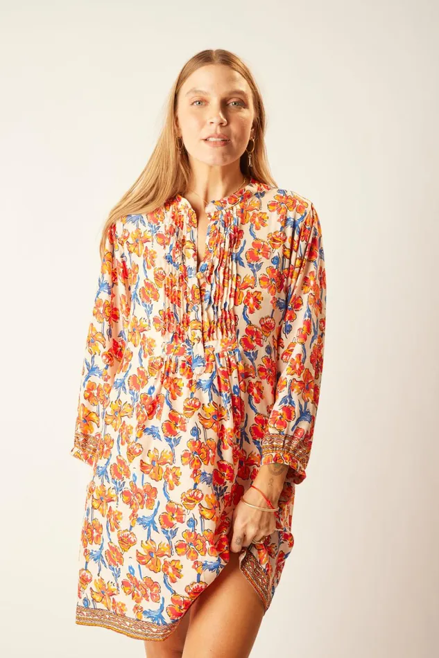 Women Natalie Martin Dresses Sammie Short Dress Silk Watercolor Clementine