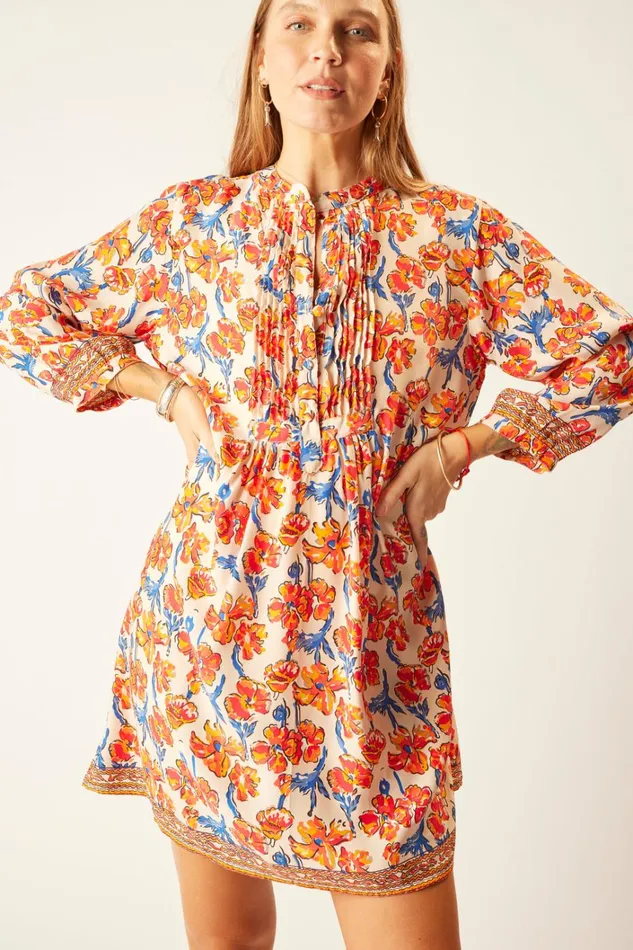 Women Natalie Martin Dresses Sammie Short Dress Silk Watercolor Clementine