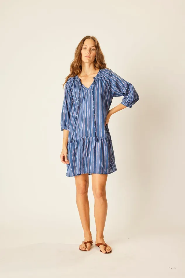 Women Natalie Martin Dresses Stevie Dress Batik Stripe Navy