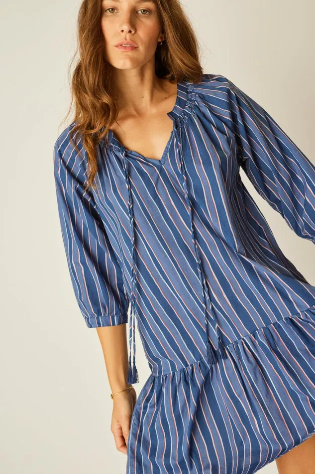 Women Natalie Martin Dresses Stevie Dress Batik Stripe Navy Women Natalie Martin Dresses Stevie Dress Batik Stripe Navy