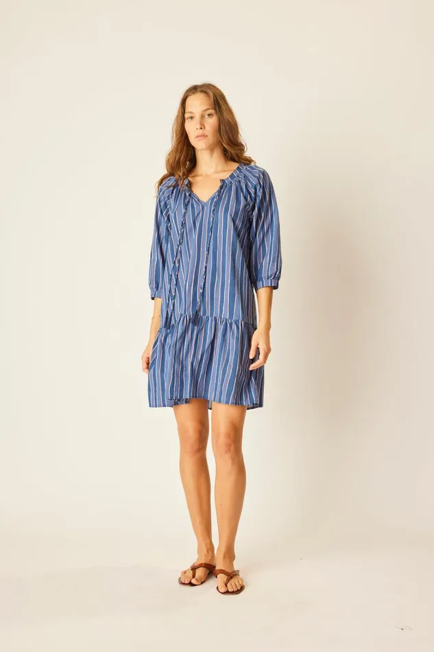 Women Natalie Martin Dresses Stevie Dress Batik Stripe Navy Women Natalie Martin Dresses Stevie Dress Batik Stripe Navy