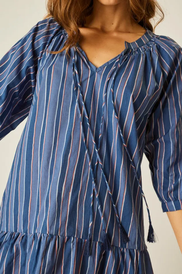 Women Natalie Martin Dresses Stevie Dress Batik Stripe Navy Women Natalie Martin Dresses Stevie Dress Batik Stripe Navy