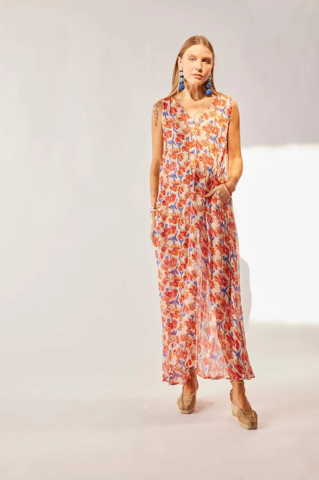 Women Natalie Martin Dresses Tova Maxi Chiffon Watercolor Onyx