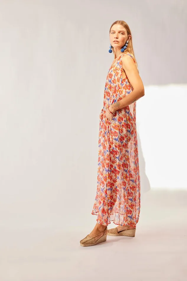 Women Natalie Martin Dresses Tova Maxi Chiffon Watercolor Onyx