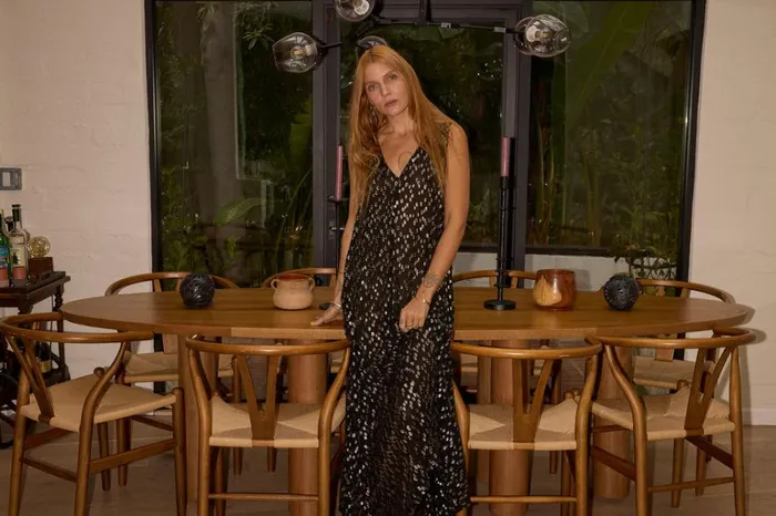 Women Natalie Martin Dresses Tova Maxi Metallic Chiffon